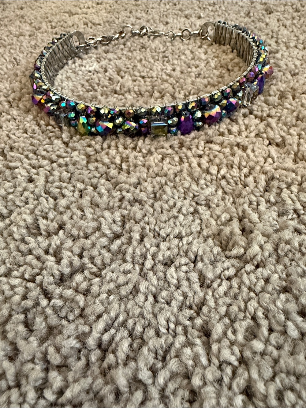 Sassy Jones Rochinda Choker Multi ColorCrystal Stretch Necklace - Women's